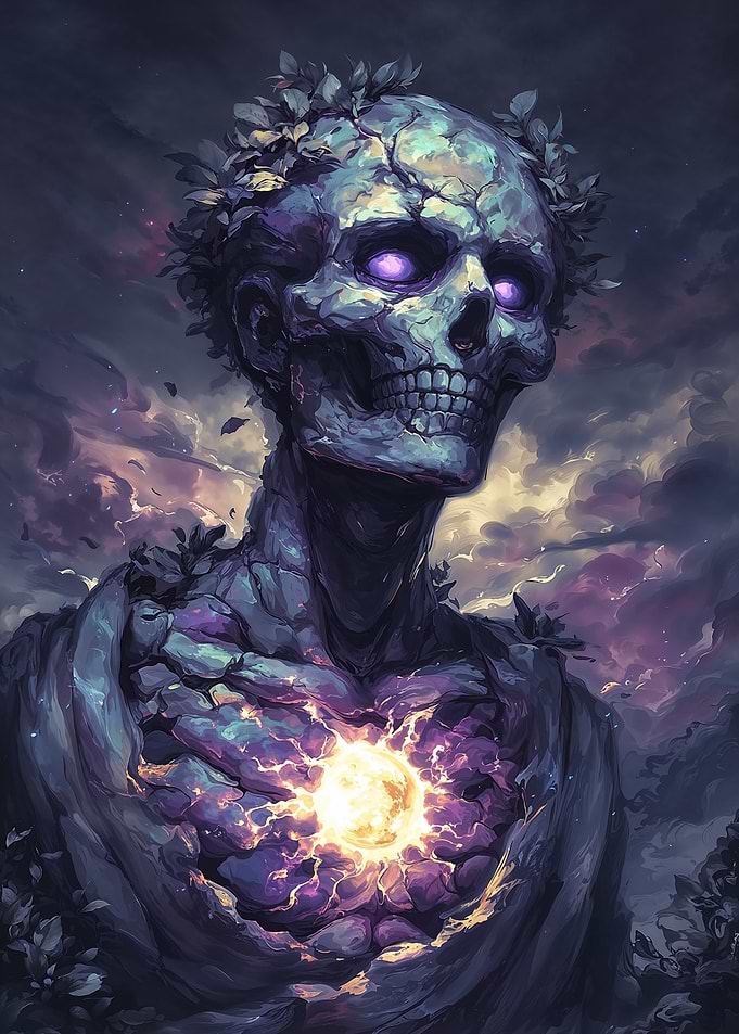 Mystical Skeleton with Glowing Heart