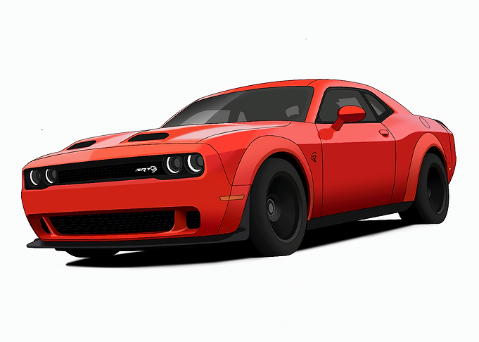 Red Dodge Challenger SRT Hellcat Illustration