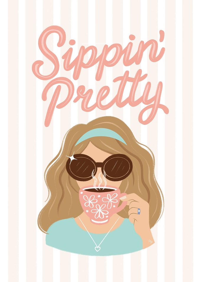 Sippin' Pretty Coffee girl Illustration