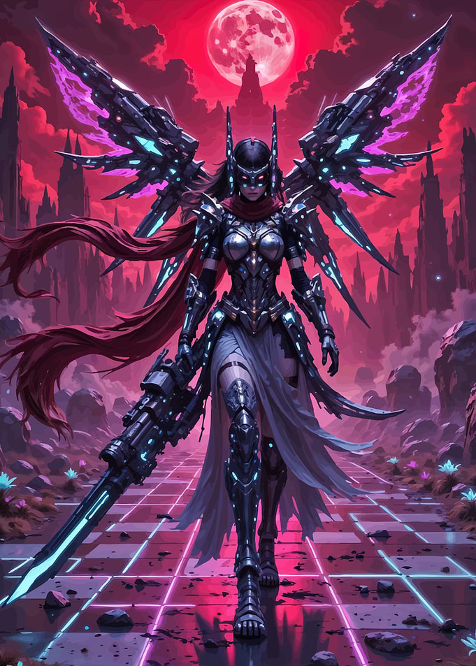 Cyberpunk Warrior Mechanical Wings