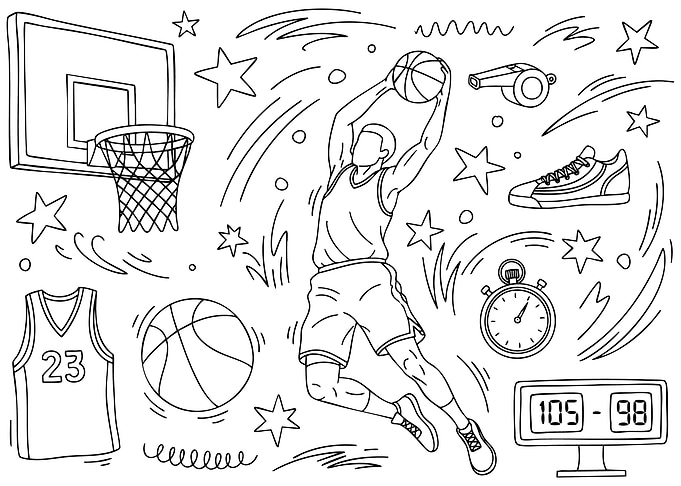 Basketball Player Dunking Coloring Page