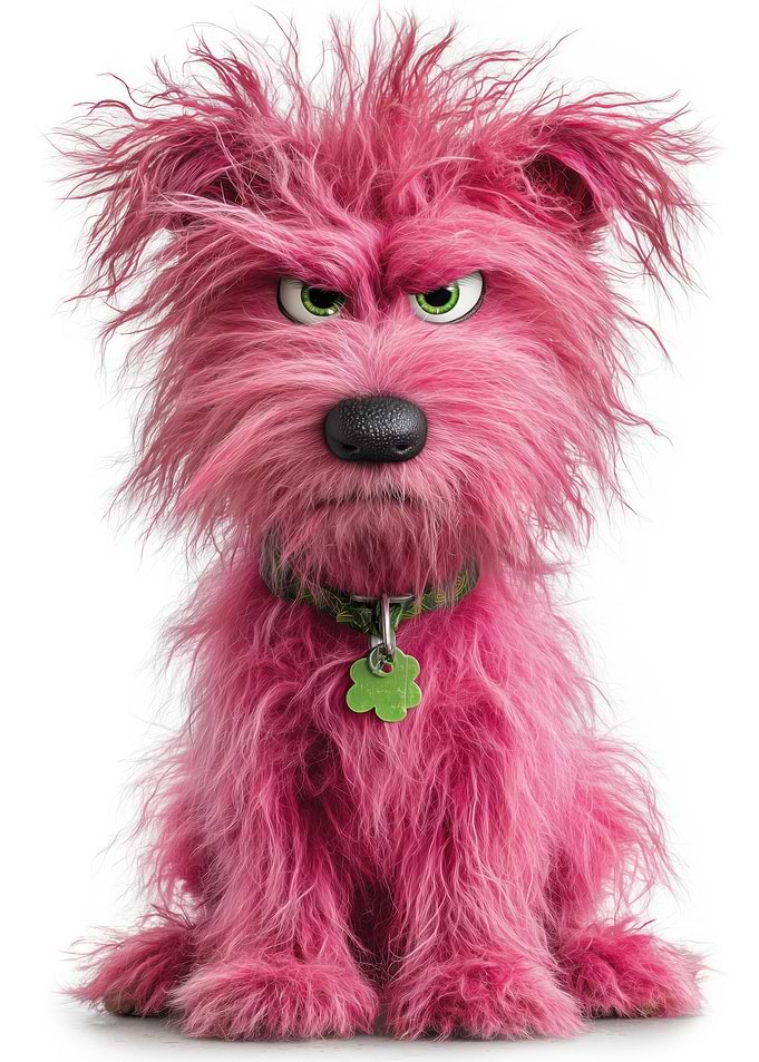 Pink Dog with Angry Expression