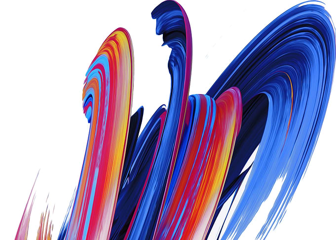 Abstract Colorful Brush Strokes on White