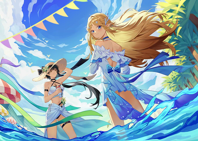 Anime Girls at the Beach