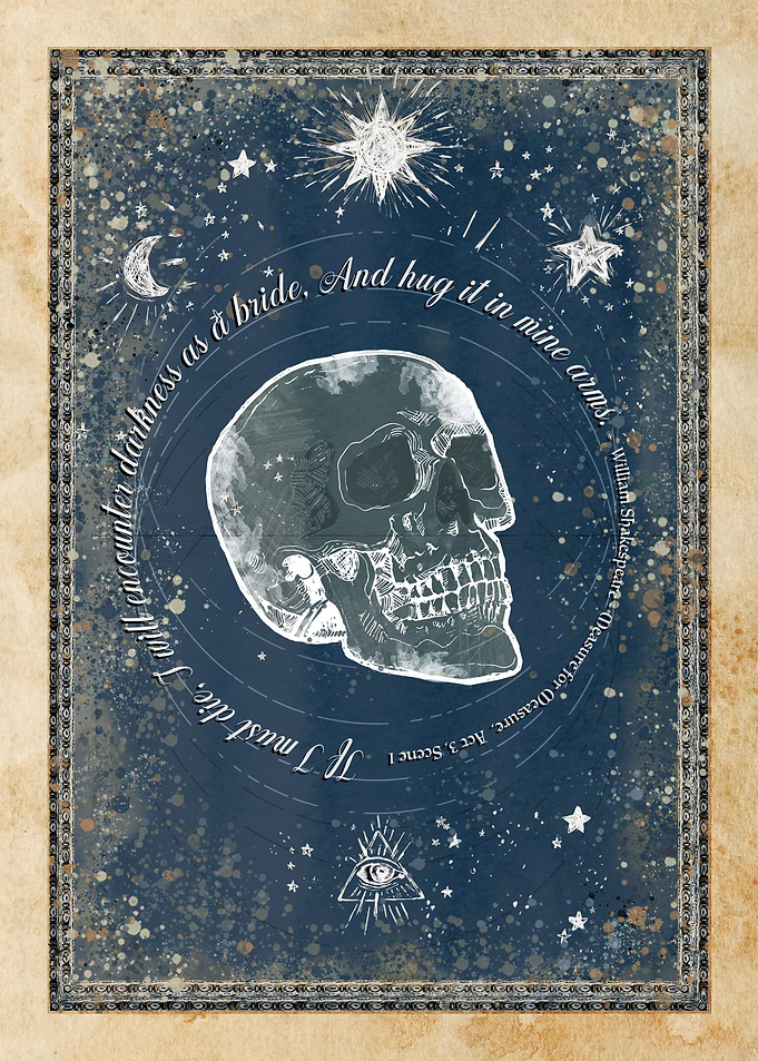 Shakespearean Skull in Celestial Frame