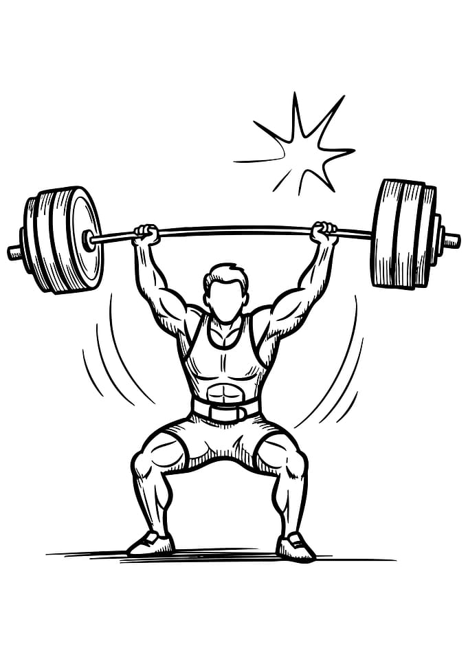 Weightlifter lifting barbell sketch illustration