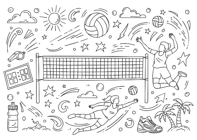 Volleyball Doodle Art