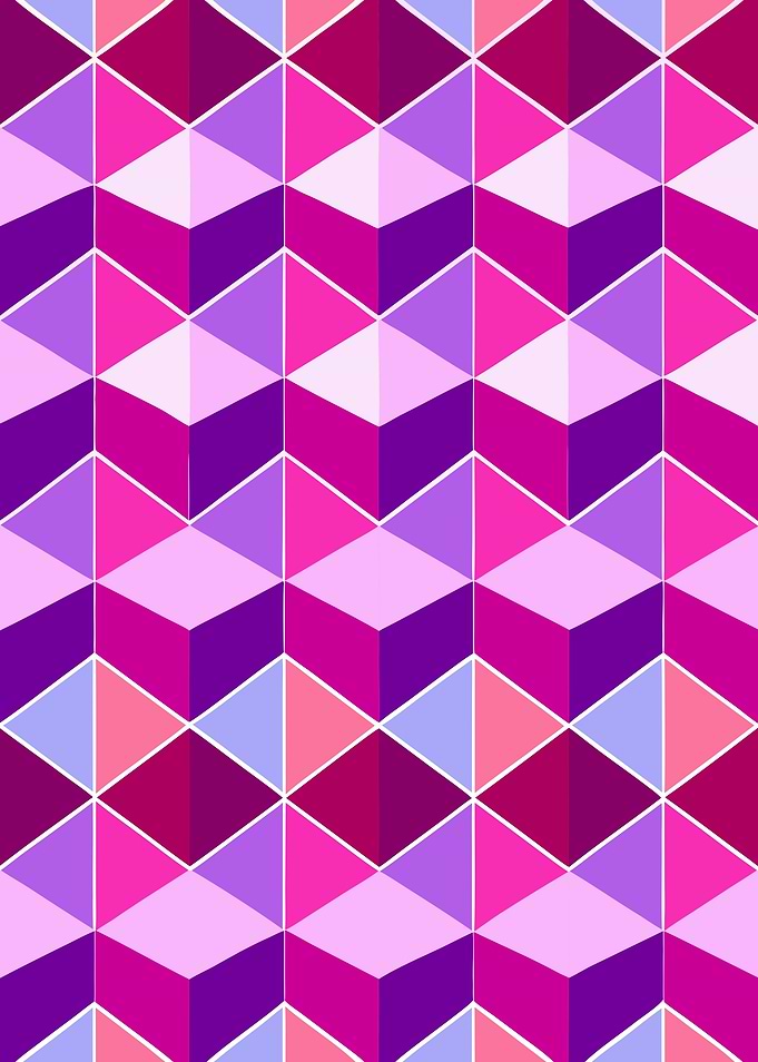Geometric Pink and Purple Pattern Metal Wall Art