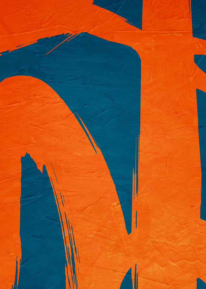 Abstract Orange and Blue Brushstrokes