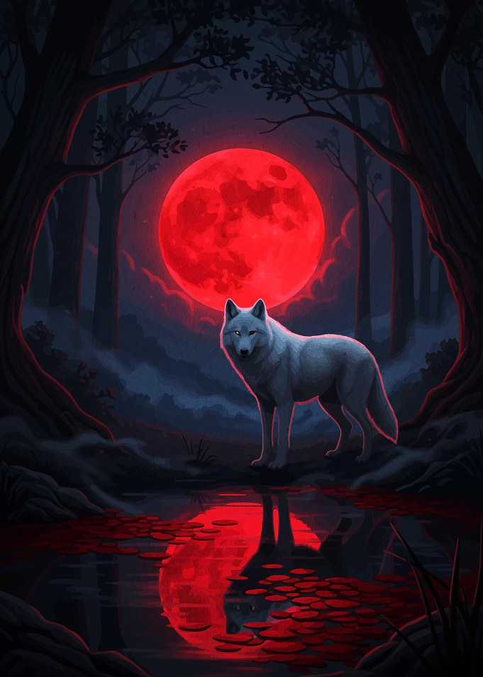 Wolf under the Red Moon