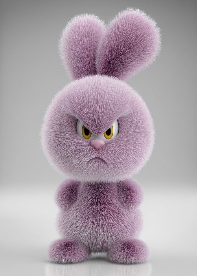 Angry Fluffy Purple Bunny