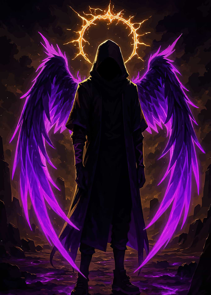 Hooded Figure Wings Halo