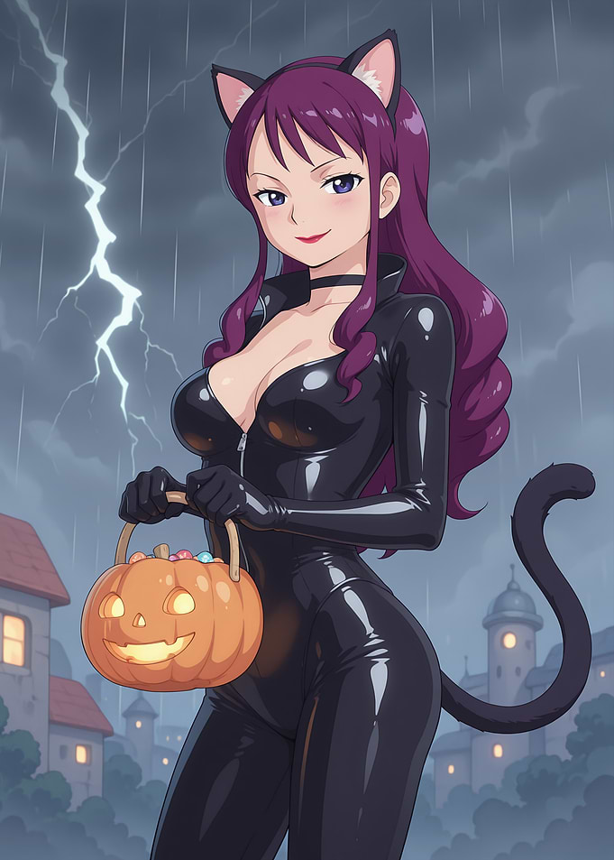 Anime Cat Girl Halloween Night