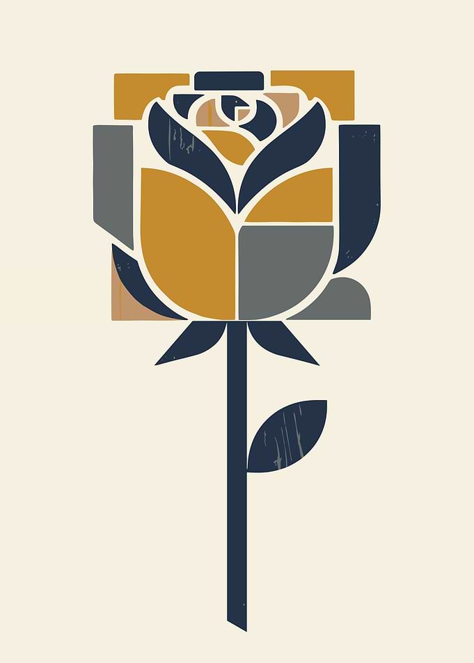 Abstract Geometric Rose Illustration