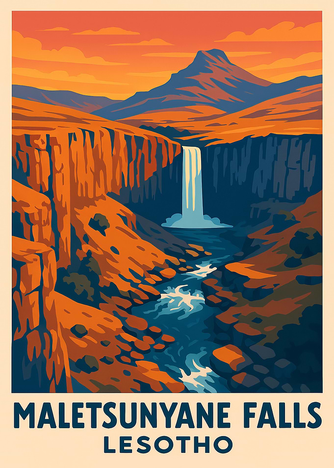 Maletsunyane Falls, Lesotho Travel Poster