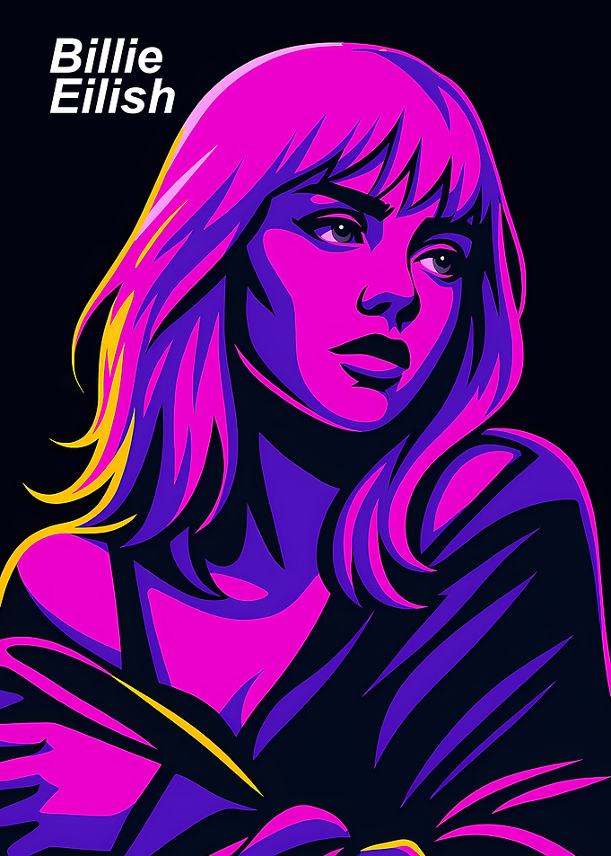 Billie Eilish Portrait in Pop Art Style