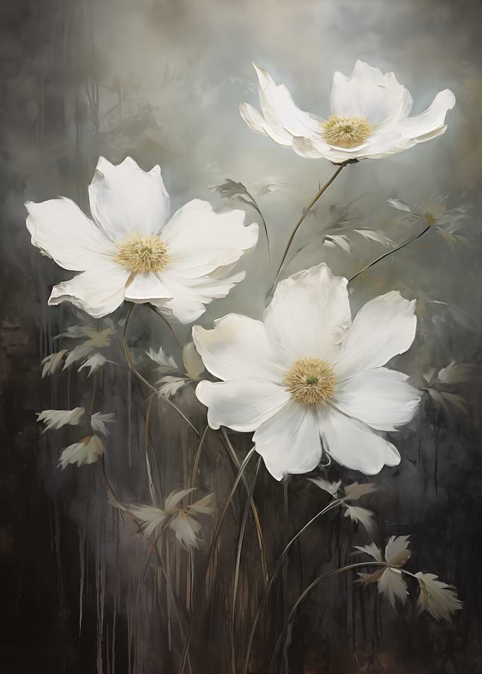 Elegant White Floral Art