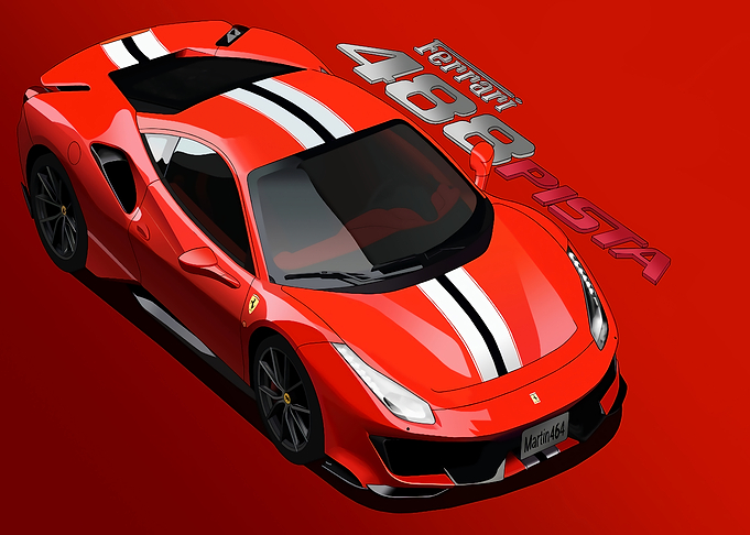 Red Ferrari 488 Pista Illustration