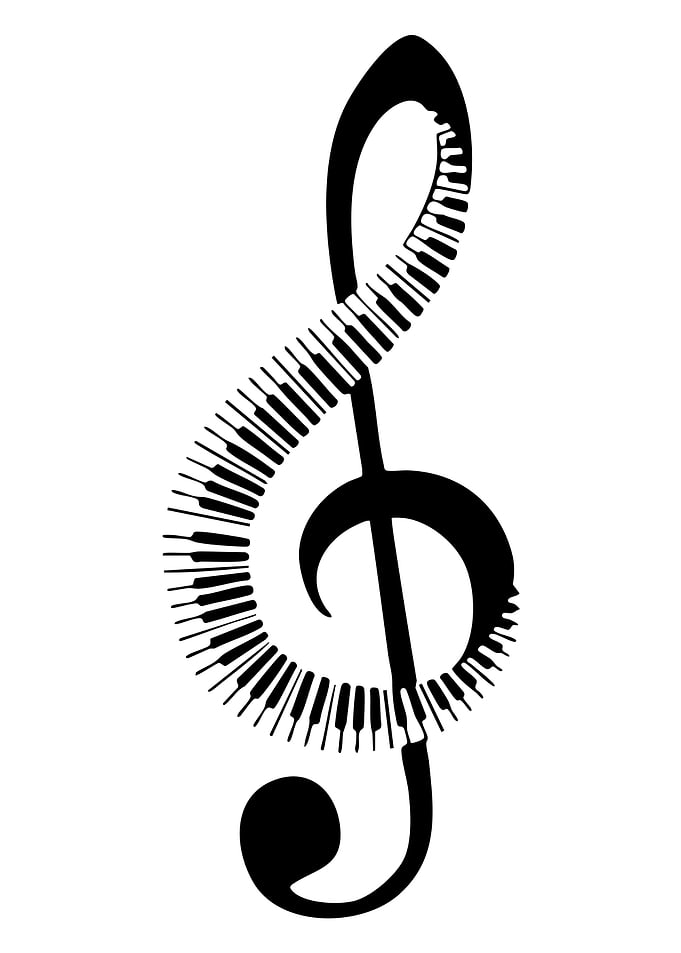 Treble Clef Piano Keys Black and White