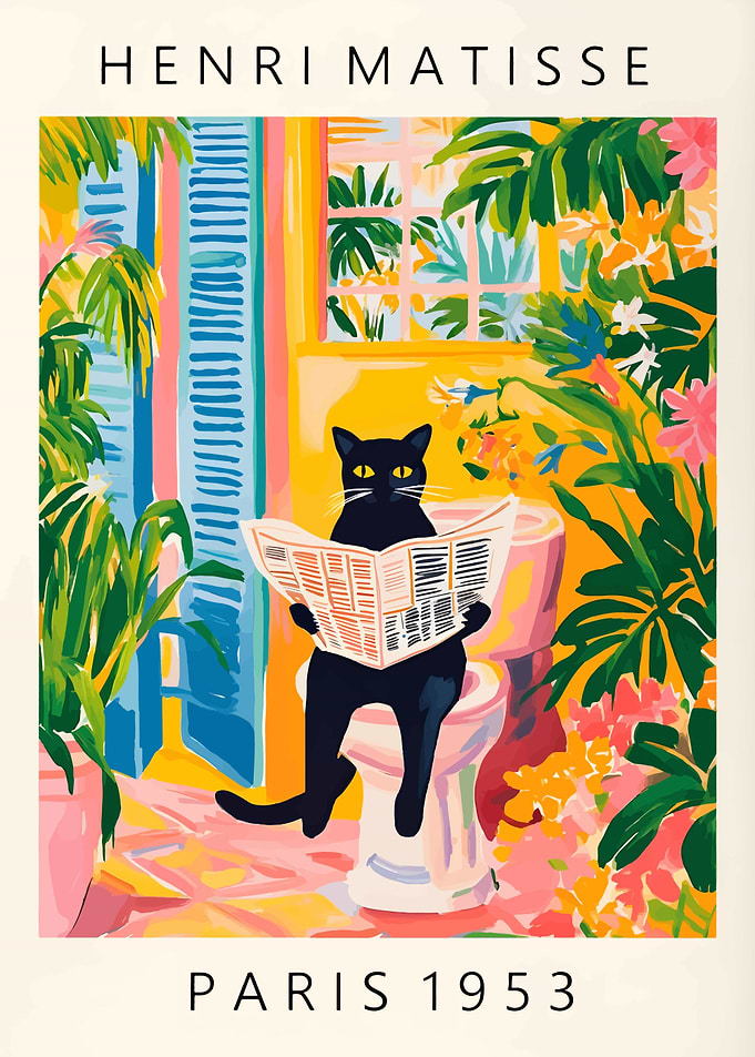 Henri Matisse Cat Reading Newspaper