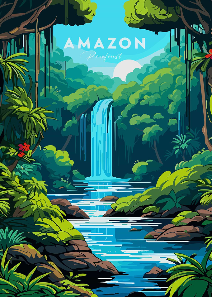 Amazon Rainforest Waterfall Landscape