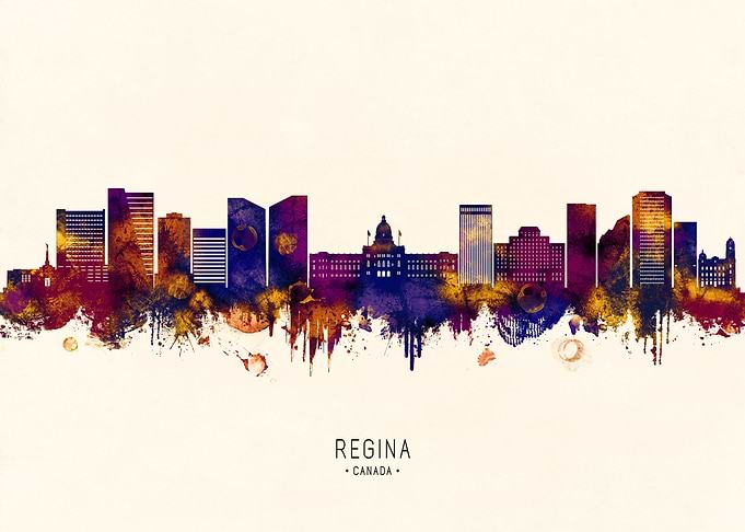 Regina, Canada Skyline Watercolor