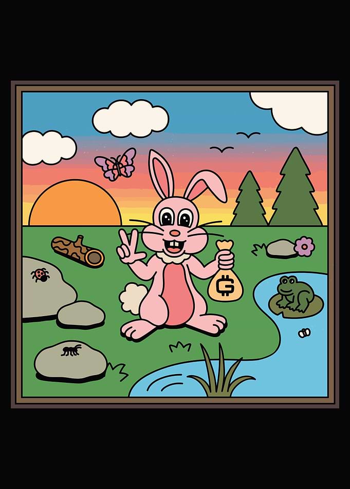 Cartoon Rabbit with Money Bag