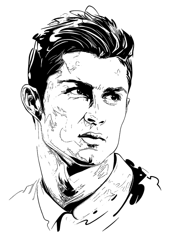 Cristiano Ronaldo Black and White Portrait