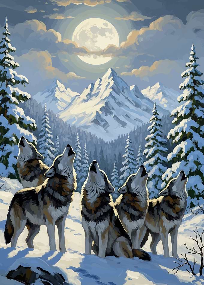Wolves Howling Moon