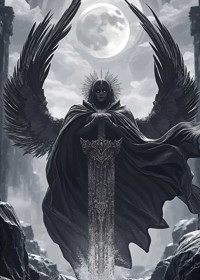 Winged Figure Sword Moonlight