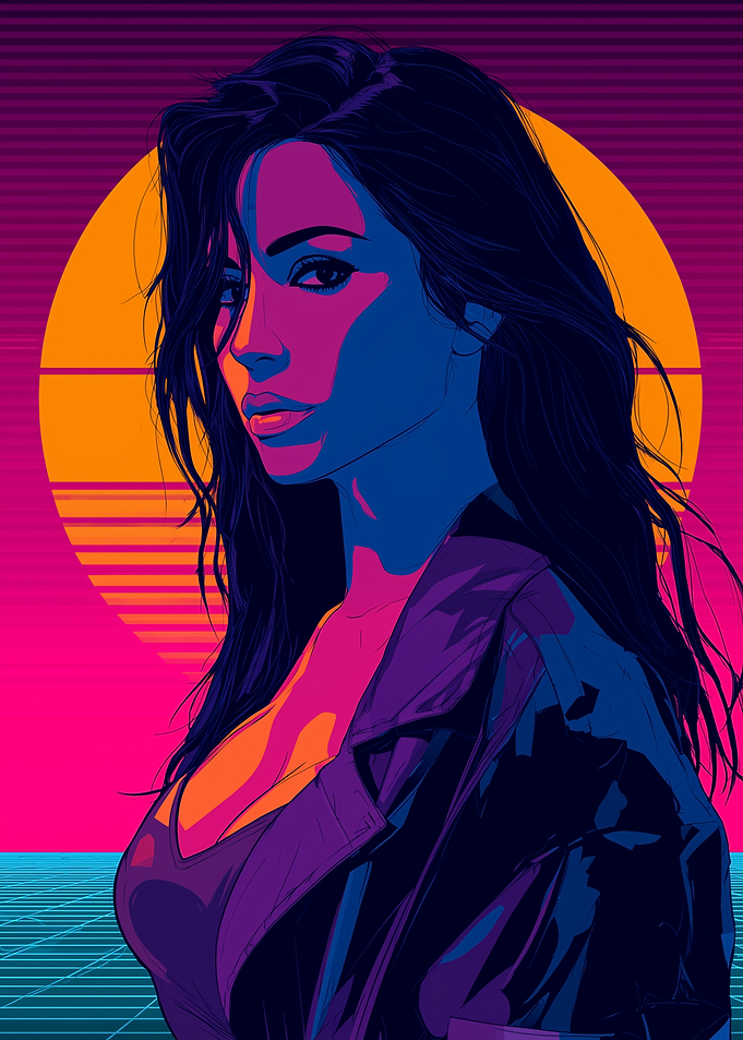 Kim Kardashian Synthwave Portrait