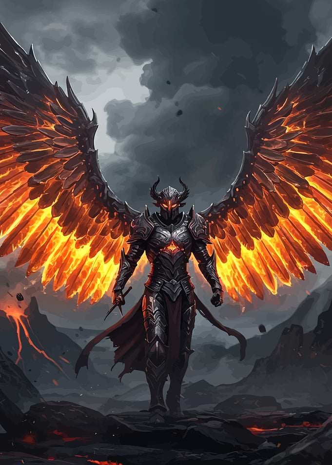 Winged Warrior Volcanic Landscape