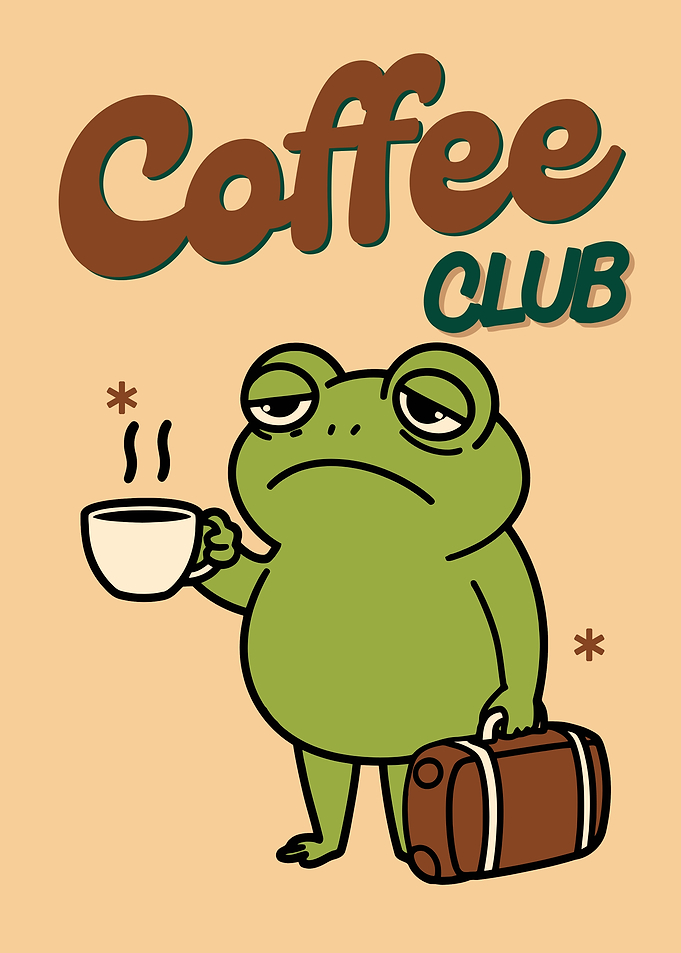 Coffee Club Frog Cartoon Illustration