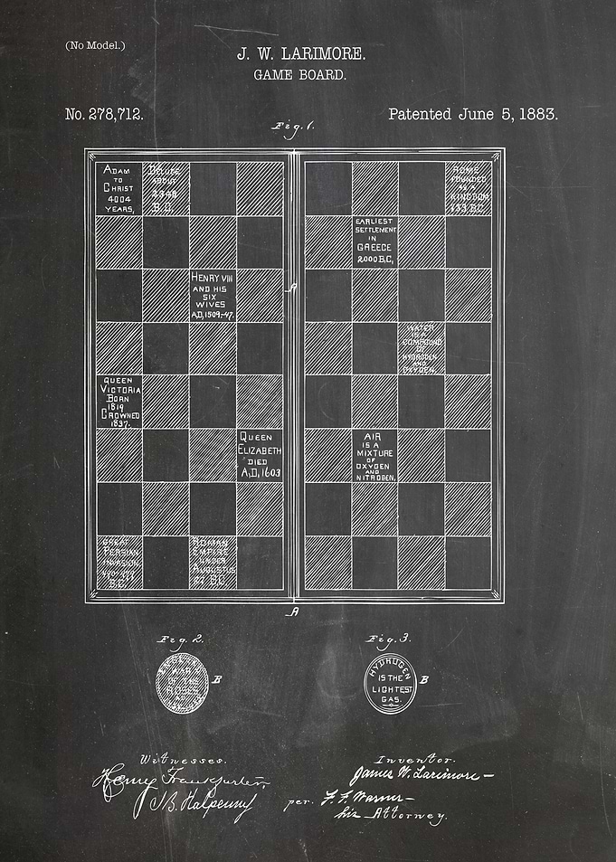 J.W. Larimore Game Board Patent Print