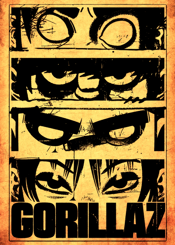 Gorillaz band members eyes poster