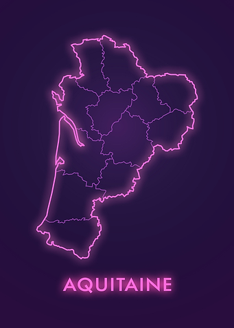 Aquitaine Map Neon Pink Outline
