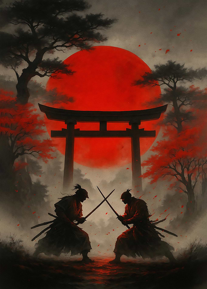 Samurai Duel Under Red Sun