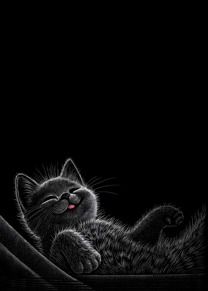 Happy Black Cat Illustration