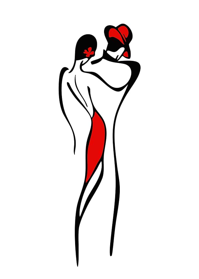 Minimalist Tango Dancers in Red and Black