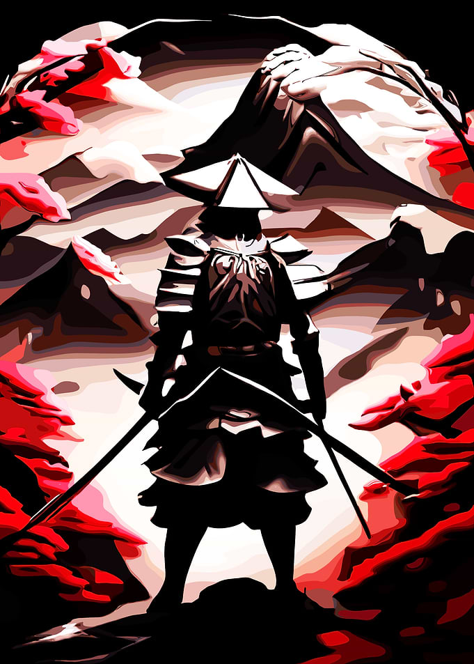 Samurai Warrior in Mountain Landscape