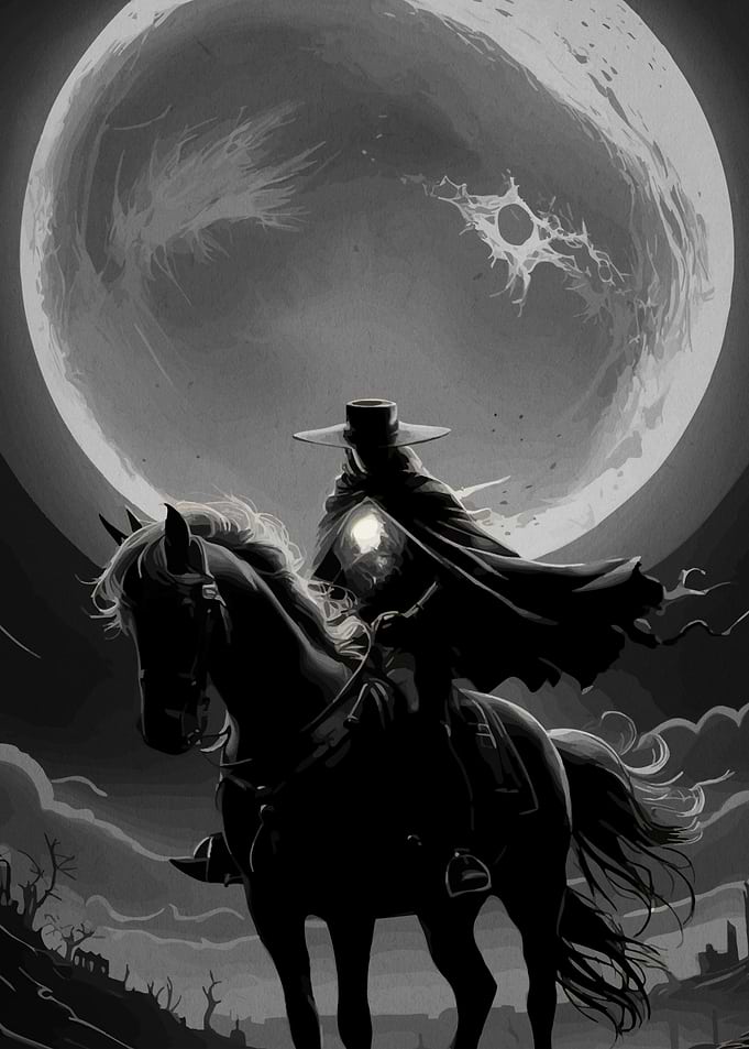 Dark Rider Under Moon
