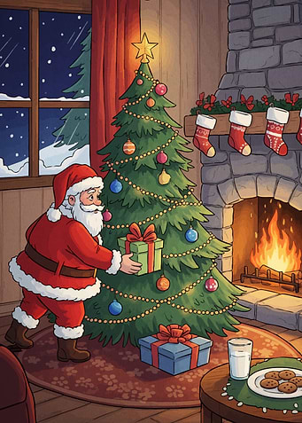 Santa Claus delivering Christmas