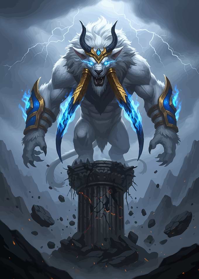Lion Warrior Stone Pillar
