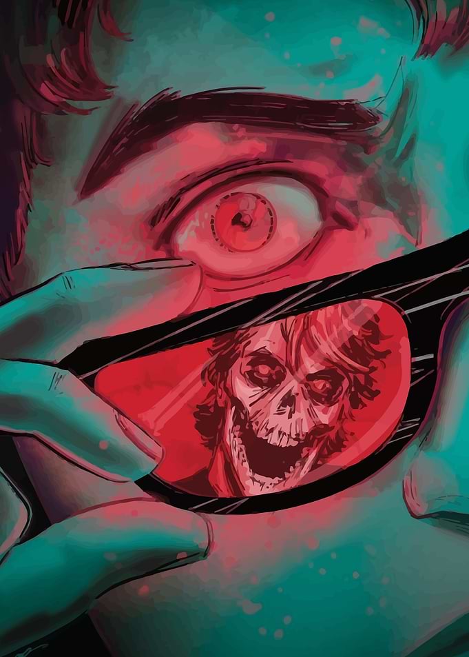 Zombie Reflection in Glasses