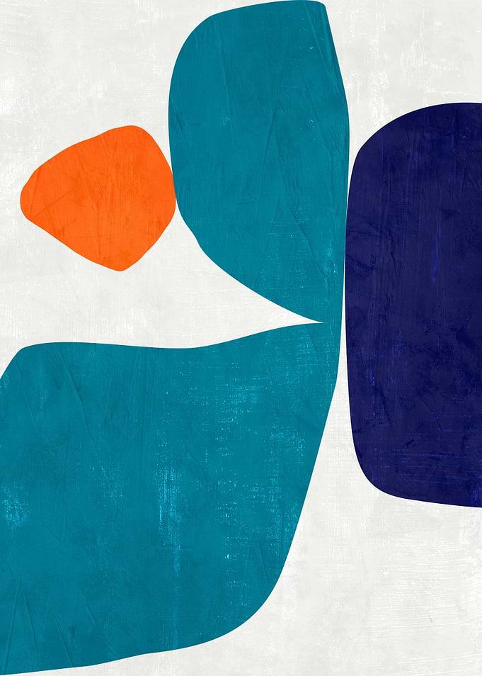 Abstract Shapes in Teal, Orange, and Blue