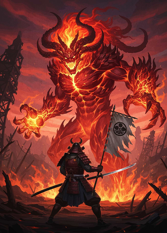 Samurai vs. Fire Demon