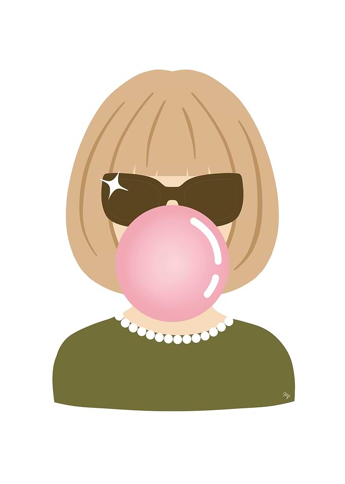 Vogue Anna Wintour Pink Bubble Gum Portrait