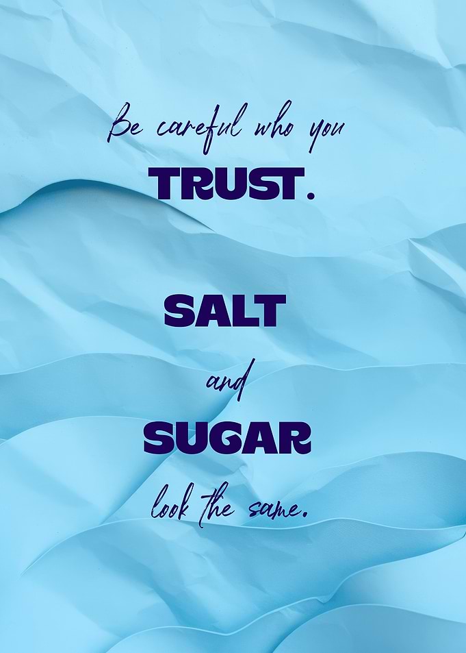 Trust Quote on Crumpled Blue Paper