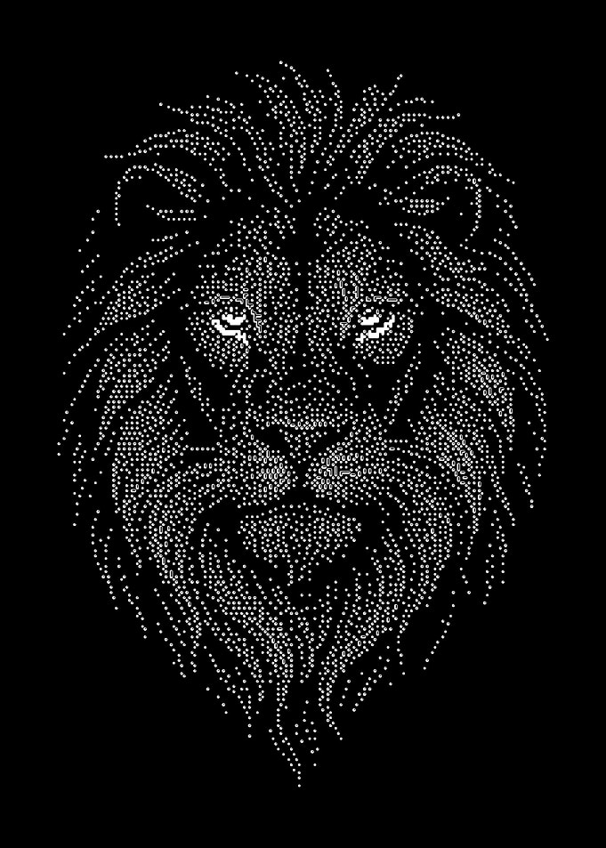 Lion Head Dotted Illustration on Black