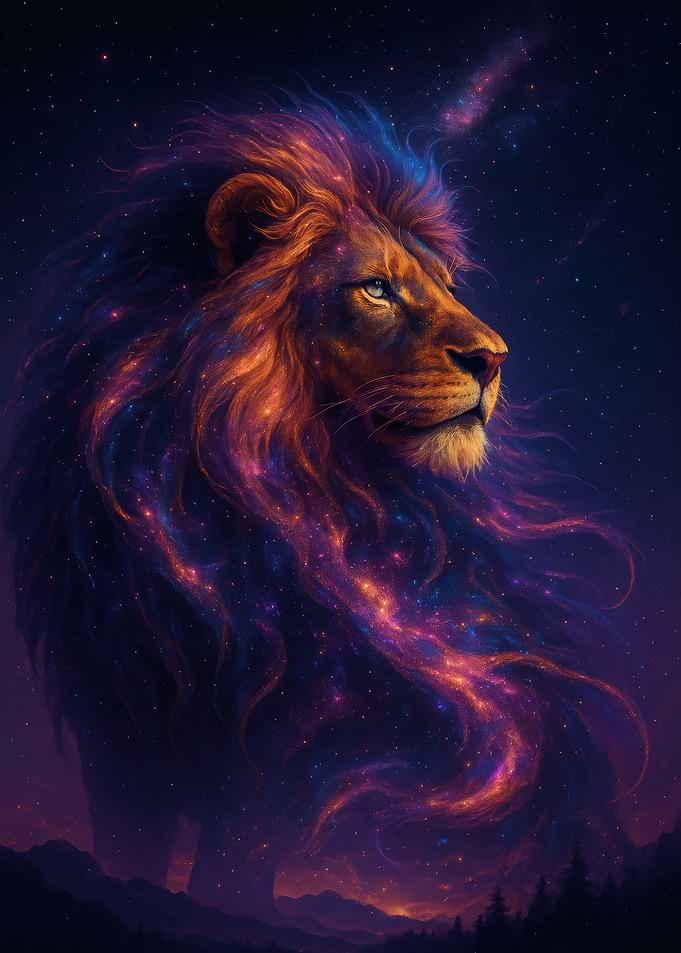Cosmic Lion Portrait